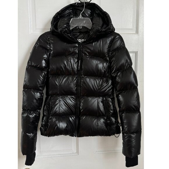 Aritzia SuperSnug Super Puff Black Puffer Coat Winter Down Jacket Hi Gloss 3XS - Picture 1 of 11